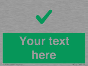 Custom green background, green tick sign